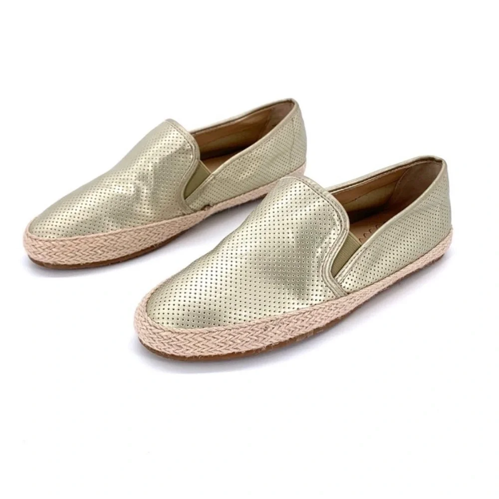 LINDSAY PHILLIPS Metallic Gold Hope Slip On Flats Loafers Size 8 Coastal